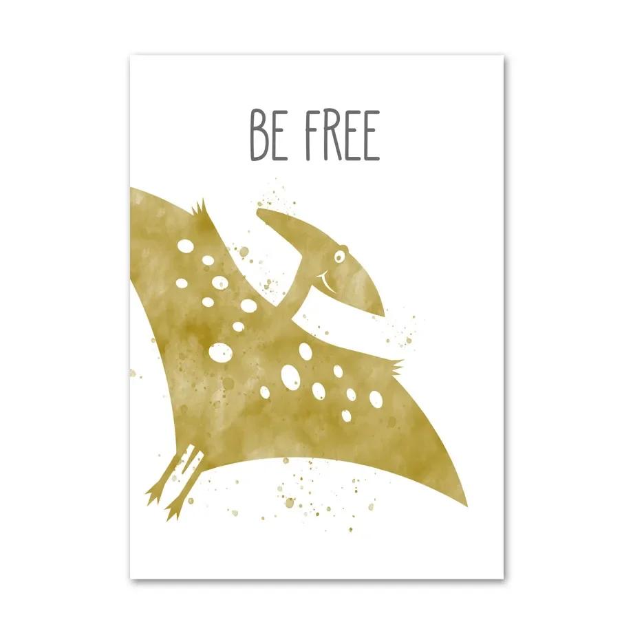 Мультяшные милые постеры с динозаврами Животные Детская скандинавский постер Настенное искусство Холст Живопись Домашний декор Детская комната Украшение