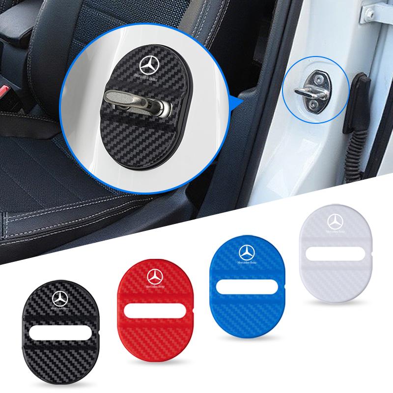 4PCS Car Door Lock Cover Stainless Steel Protection Accessories For Mercedes Benz AMG W124 W202 W203 W204 W210 W211 W212 HP3