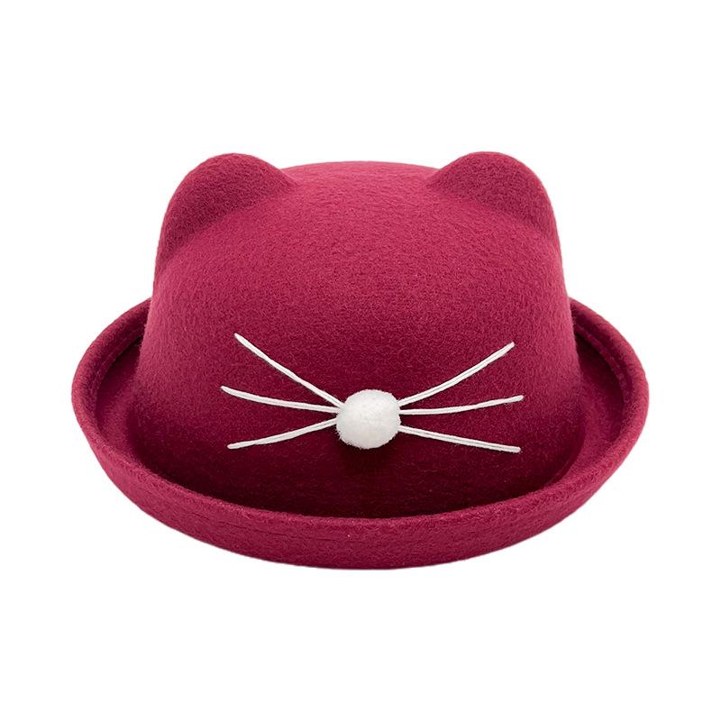 Autumn/Winter Kids' Cute Cat Ears Fedora: Korean/British Style Sunshade Wool Felt Fisherman Hat for Boys and Girls.