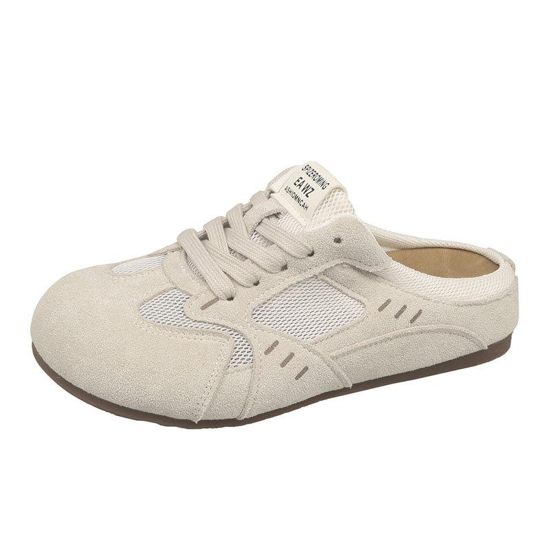 Нескользящие тапочки с толстой подошвой и закрытым носком для женской летней носки 2025 новинка, ретро, увеличивающие рост, с мягкой подошвой, немецкие тренировочные полутапочки