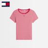 TOMMY JEANS Women's Striped Ribbed Slim-Fit Short Sleeve T-Shirt
