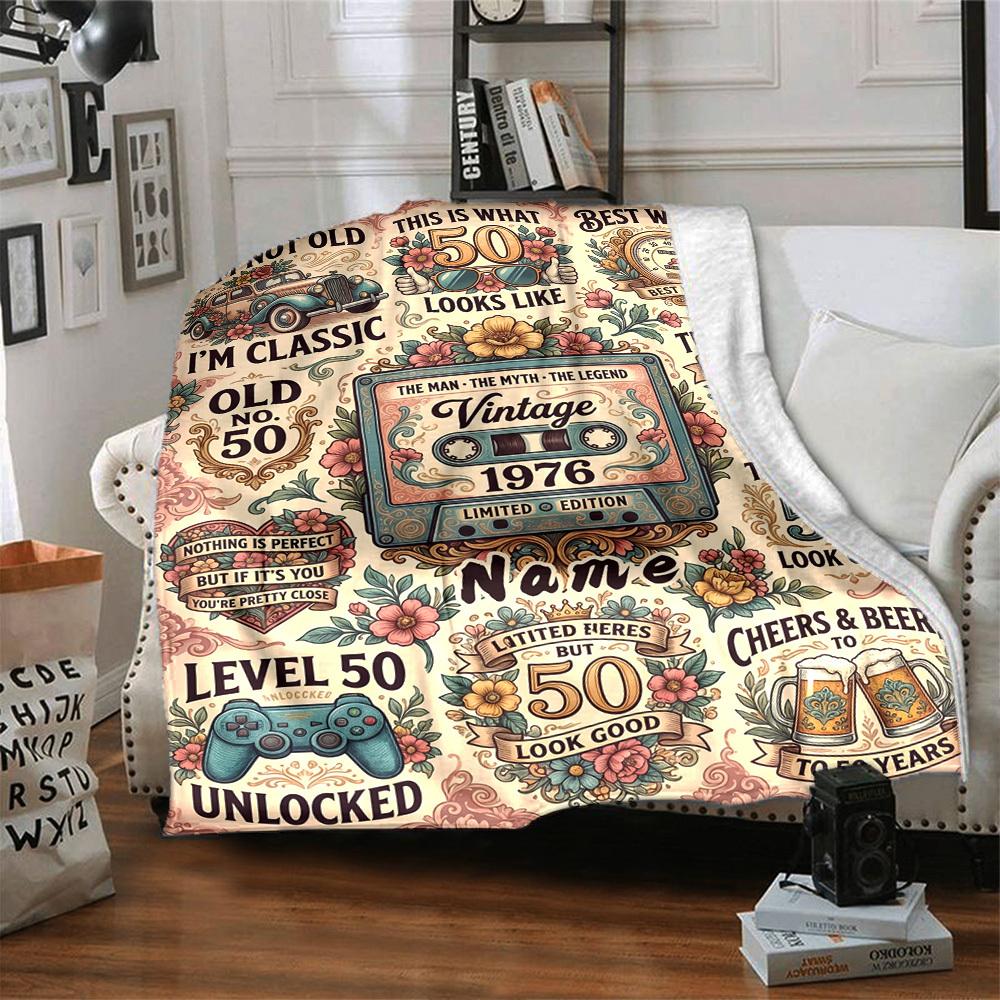 50Th Birthday Celebrationcustomize Your Name Blanket Warm Comfortable And Soft Blankets Are Suitable For Home Lunch Break Blanket Office Sofa Sofa