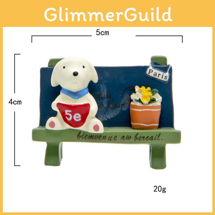 Cute Cartoon Dog Flower Bench Reading Scene Model For Desk Decor And Photography Props