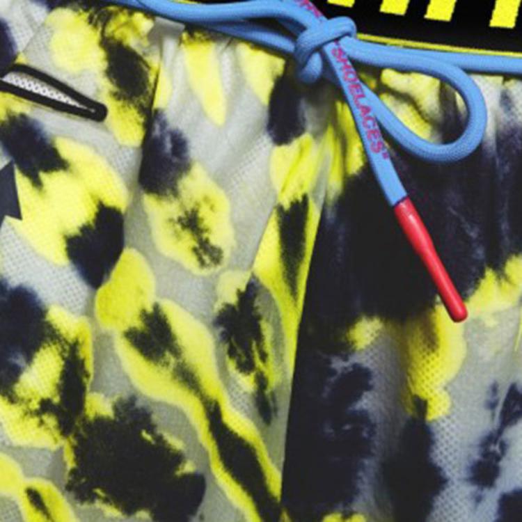 Nike X OFF-WHITE Tie Dye Повседневные спортивные шорты на шнурке Женские брюки Флуоресцентно-желтый CK4809-702