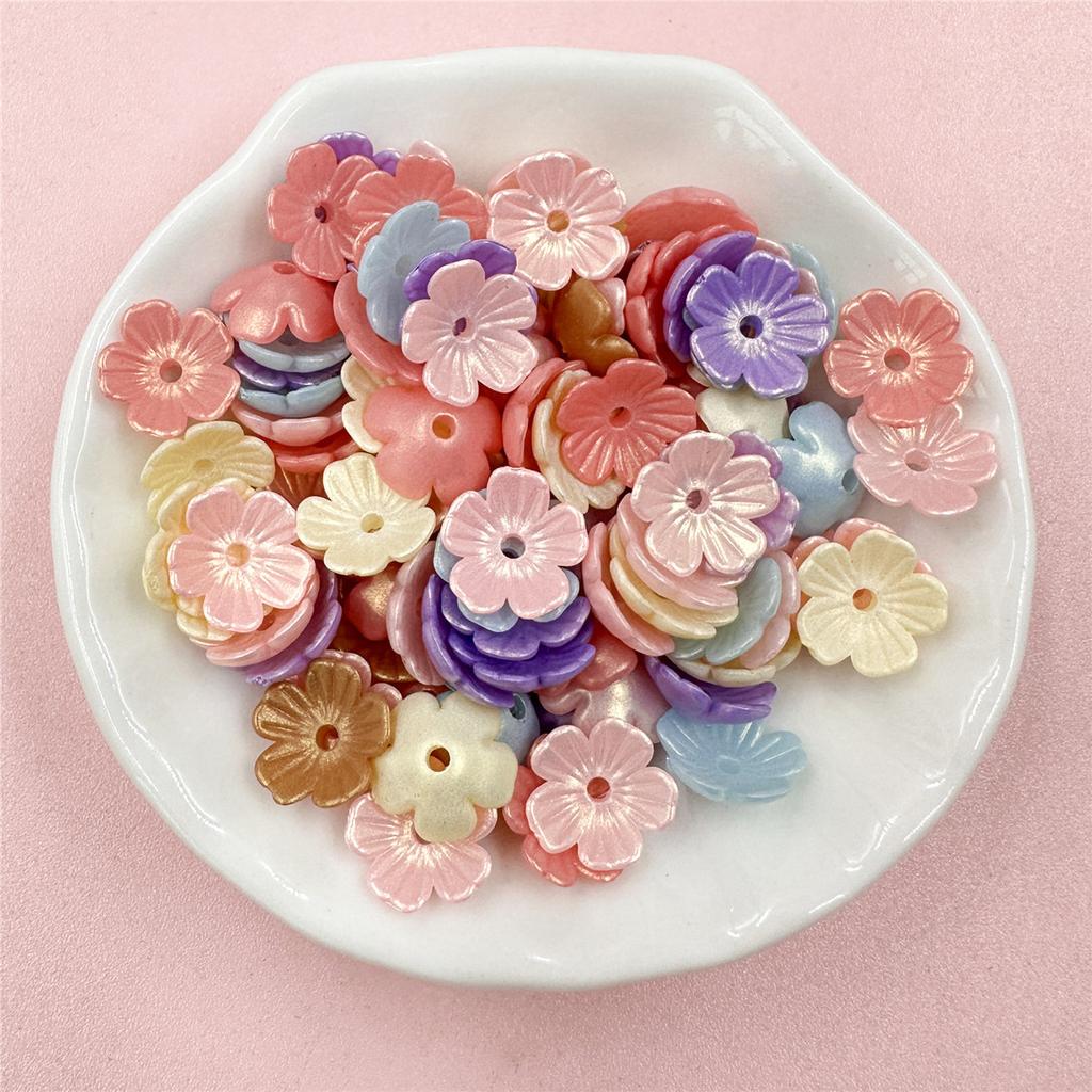 Home Party Supplies 80Pcs Handmade Materials Five-petal Flower Colored 10.5mm Acrylic Fashion Beads Earrings Materials DIY Jewelry Making Hairclip
