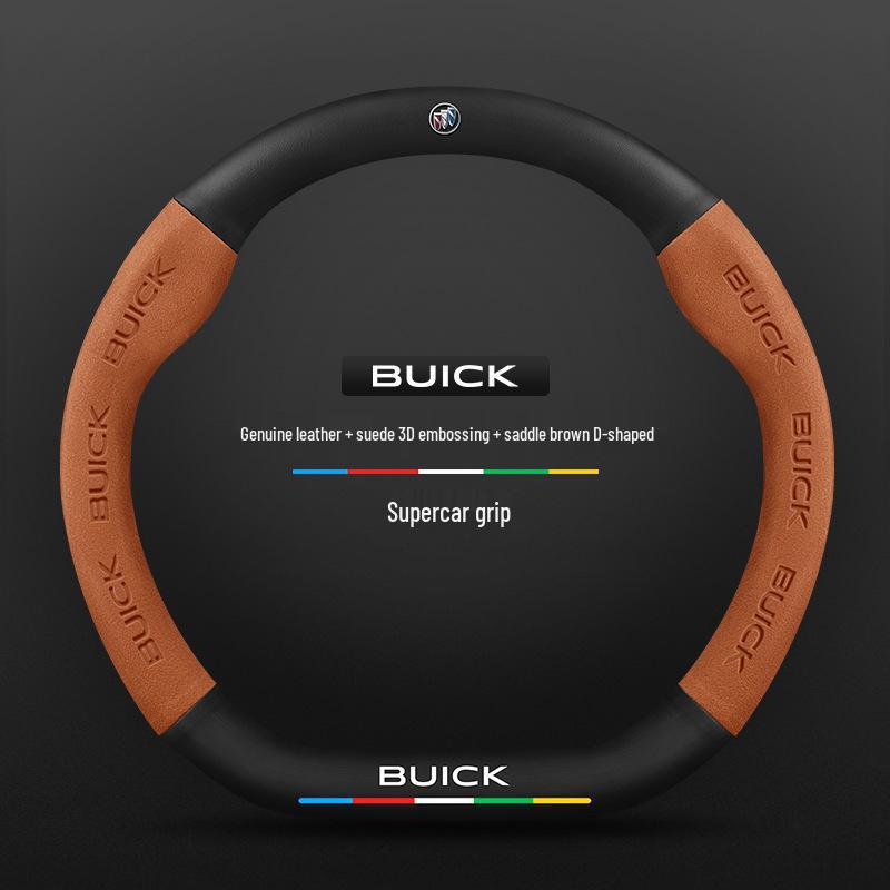 Genuine Leather Steering Wheel Cover for Buick: Encore, Verano, Excelle, Regal, LaCrosse, GL8