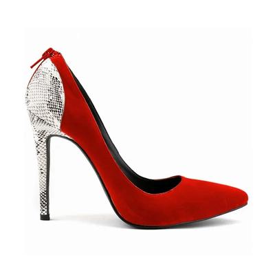 Новые женские туфли-лодочки, сексуальные туфли с острым носком на высоком каблуке 11 см, бархатные туфли-лодочки со змеиным узором, женские туфли-лодочки черного и красного цвета для вечеринки и свадьбы