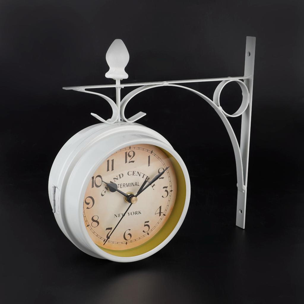 Ретро настенные часы двухсторонние гостиная безмолвный металл украшение дома