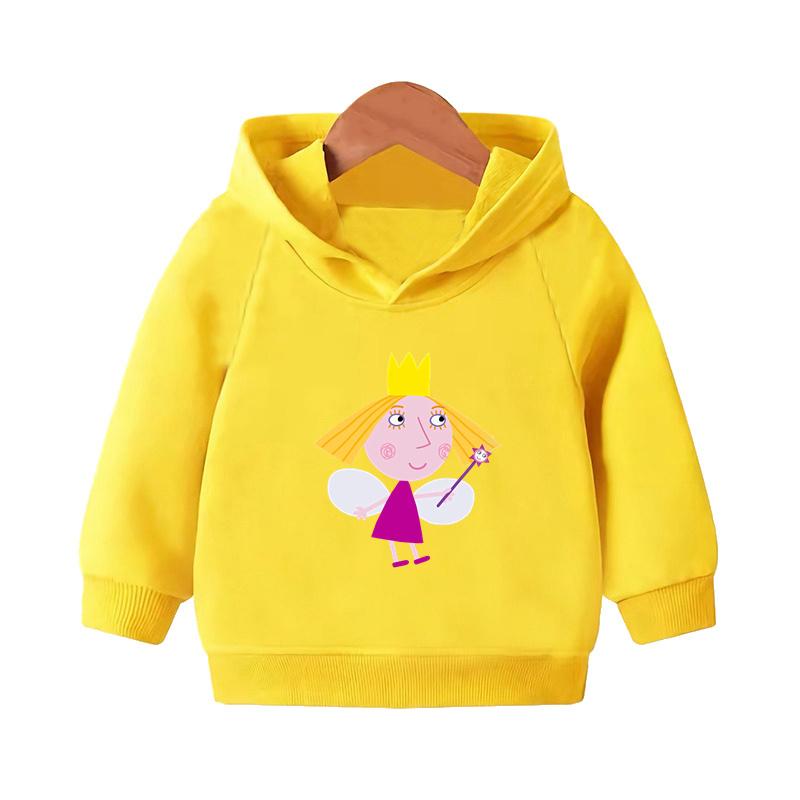 Ben and Holly Kingdom Cartoon Kids Hooded Hoodies Cute Girls Clothes Children Sweatshirts Autumn Baby Pullover Tops