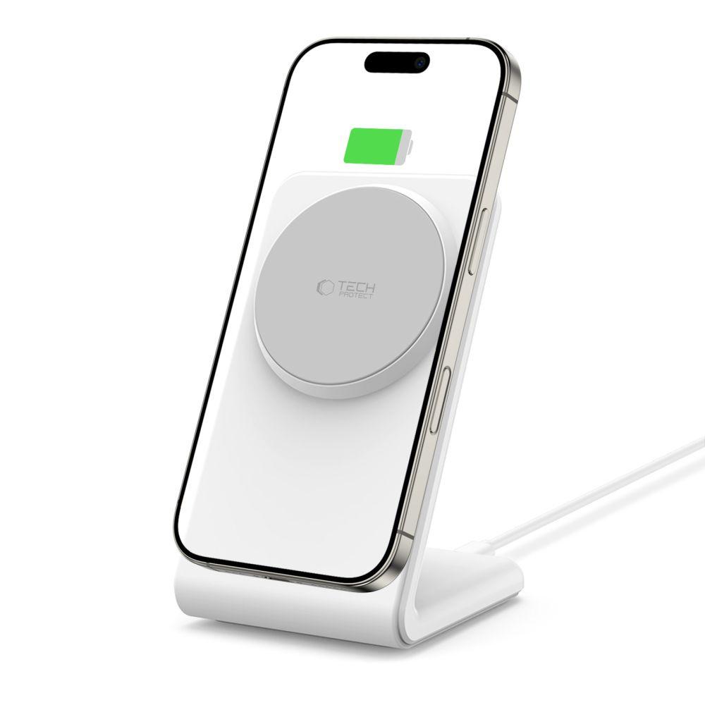 Ładowarka bezprzewodowa biurkowa do smartfona QI15W-A38 MagSafe - biała