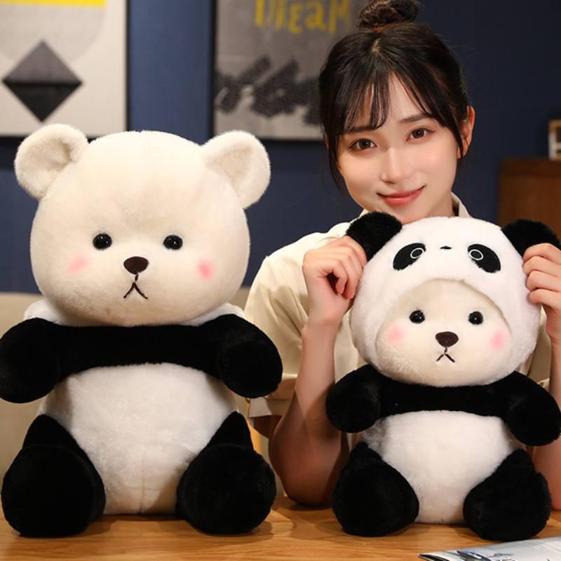 Милый медведь, превратившийся в панду, плюшевая кукла-игрушка для мальчиков и девочек, подарок на день рождения, помощник для сна