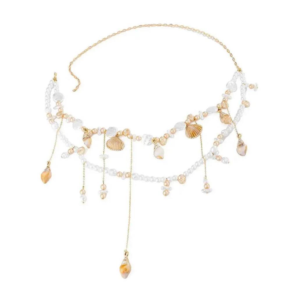 SHIXIN Bohemia Imitate Pearl Scallop Conch Pendant Tassel Waist Chain Women Fashion Charms Sexy Bikini Belly Chain Body Jewelry