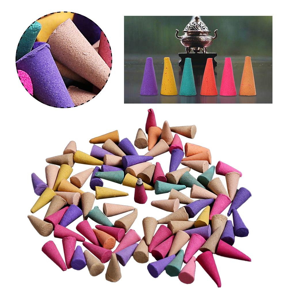 60-600pcs Mixed Natural Incense Rose Jasmine Lavender Osmanthus Sakura Smoke Cone Reflux Tower Incense Backflow Incense