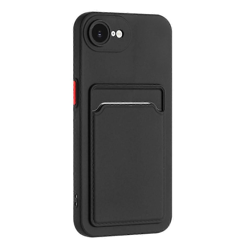 For iPhone 16e Case with Card Slot, Matte Anti-Fingerprint Back Cover, Slim Protective Phone Case