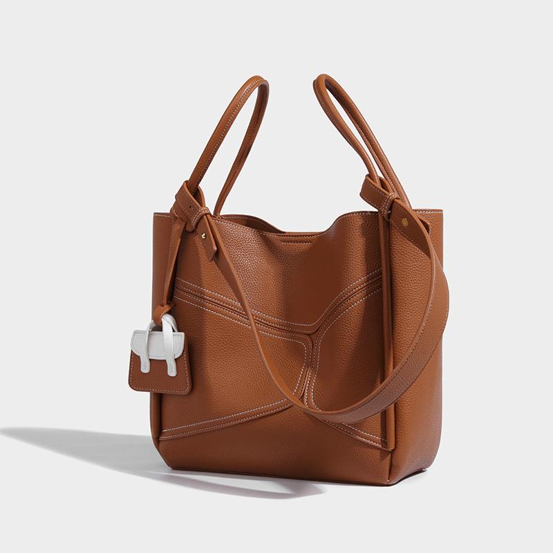 Unique design basket bag for women 2024 new model bucket bag large capacity tote bag soft leather shoulder underarm bag