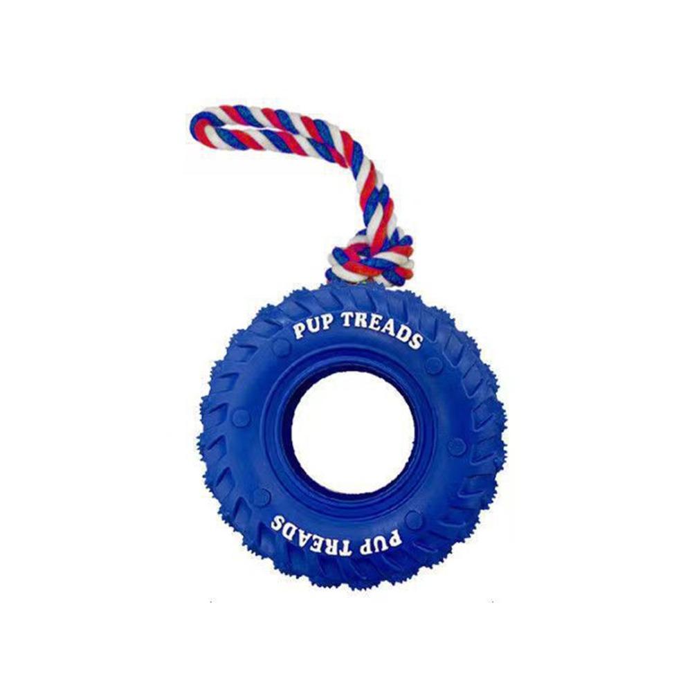 With Rope Dog Teething Toys Interactive Rubber Dog Tire Toy Durable Dog Tire Chewing Toy Home