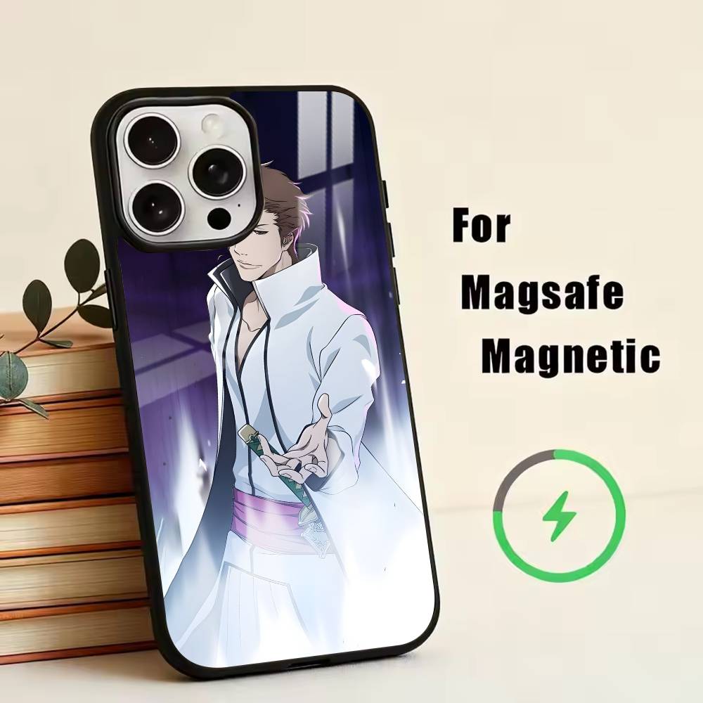 B-Сусукэ Айзен Блич Чехол для телефона для iPhone 17, 16, 15, 14, 13, 12, 11 Plus, Pro Магнитный для Magsafe Беспроводной зарядки
