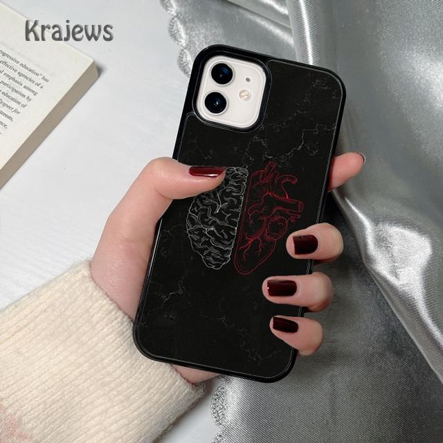 Krajews Анатомия Мозг Мягкий Чехол Для Телефона Для iPhone 17 Air 16 15 14 plus 12 13 pro max coque Оболочка Fundas