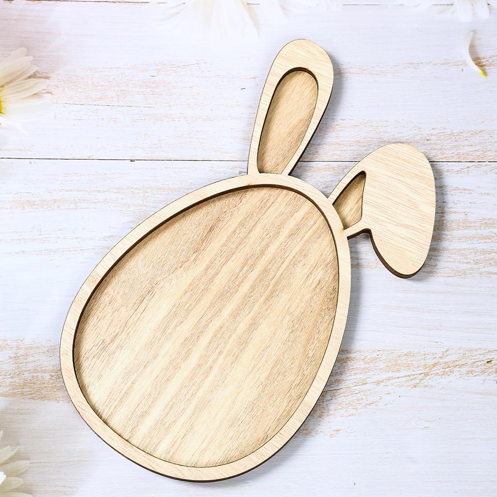 Поднос для пасхального кролика, деревянная тарелка для еды, сервировка фруктов, хлеб, деревянный весенний декор, детские украшения для торта, пасхальные принадлежности