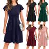 Womens Elegant Short Ruffle Sleeve Cocktail Party Dress Flared Casual Swing A-line Formal Wedding Guest Dresses