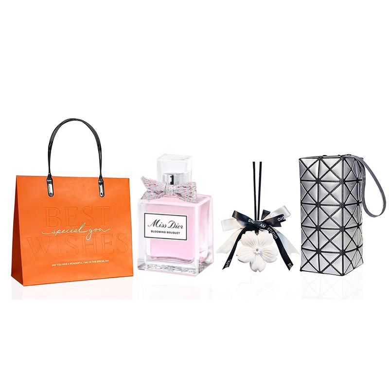 DIOR Perfume Miss Flower Light Fragrance 5ml + White Peach Aromatherapy + Glacier Silver Cosmetic Bag Privilege