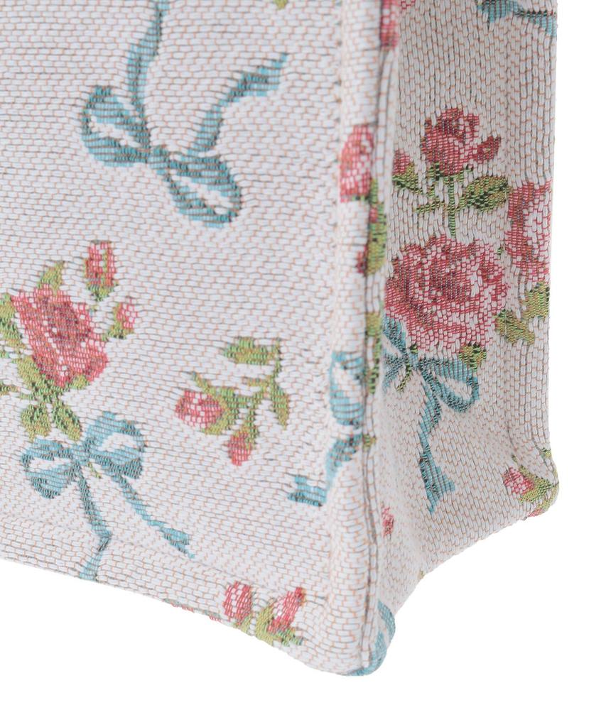 Женская квадратная сумка-тоут Maison de Fleur с гобеленовым рисунком и розовой лентой, цвет: кремово-белый