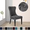 2023 Silver Fox Velvet High-Back Curved Chair Cover - Modern, Non-Slip, Wear-Resistant Design