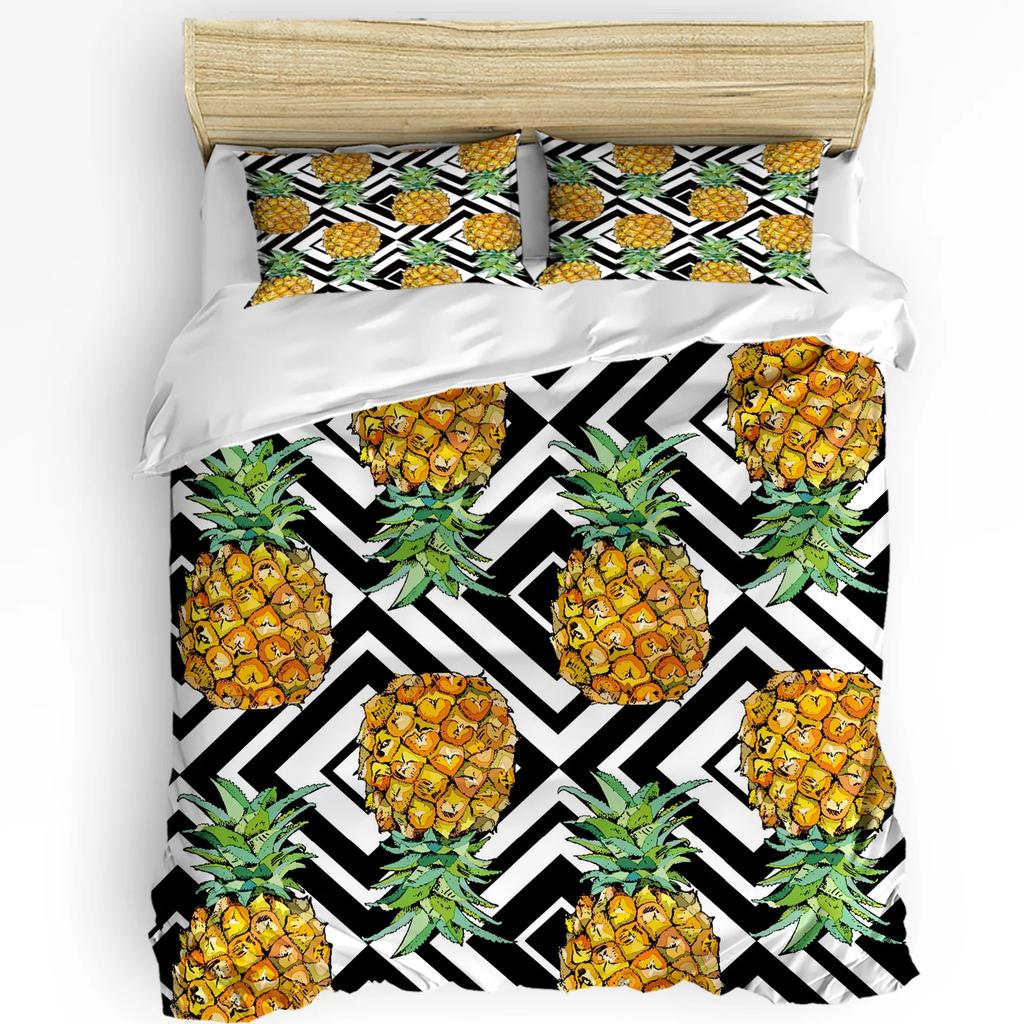 Summer Fruit Strawberry Leaf Repeat 3pcs Bedding Set For Bedroom Double Bed Home Textile Duvet Cover Quilt Cover Pillowcase