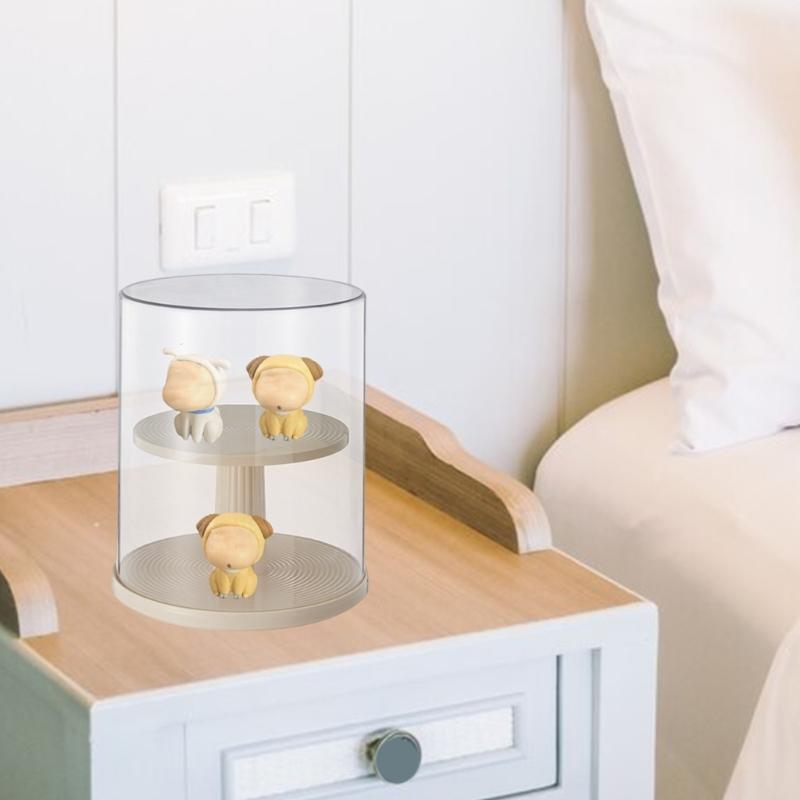 Dustproof 360 Degree Rotation Anime Display Case for Action Figures and Collectibles Plastic Blind Box Doll Container