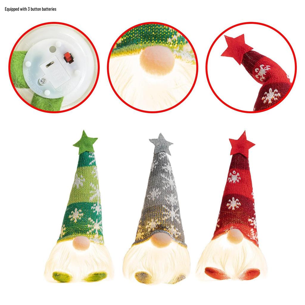 Luminous Gingerbread, No-Face, and Rudolph Christmas Ornament Dolls