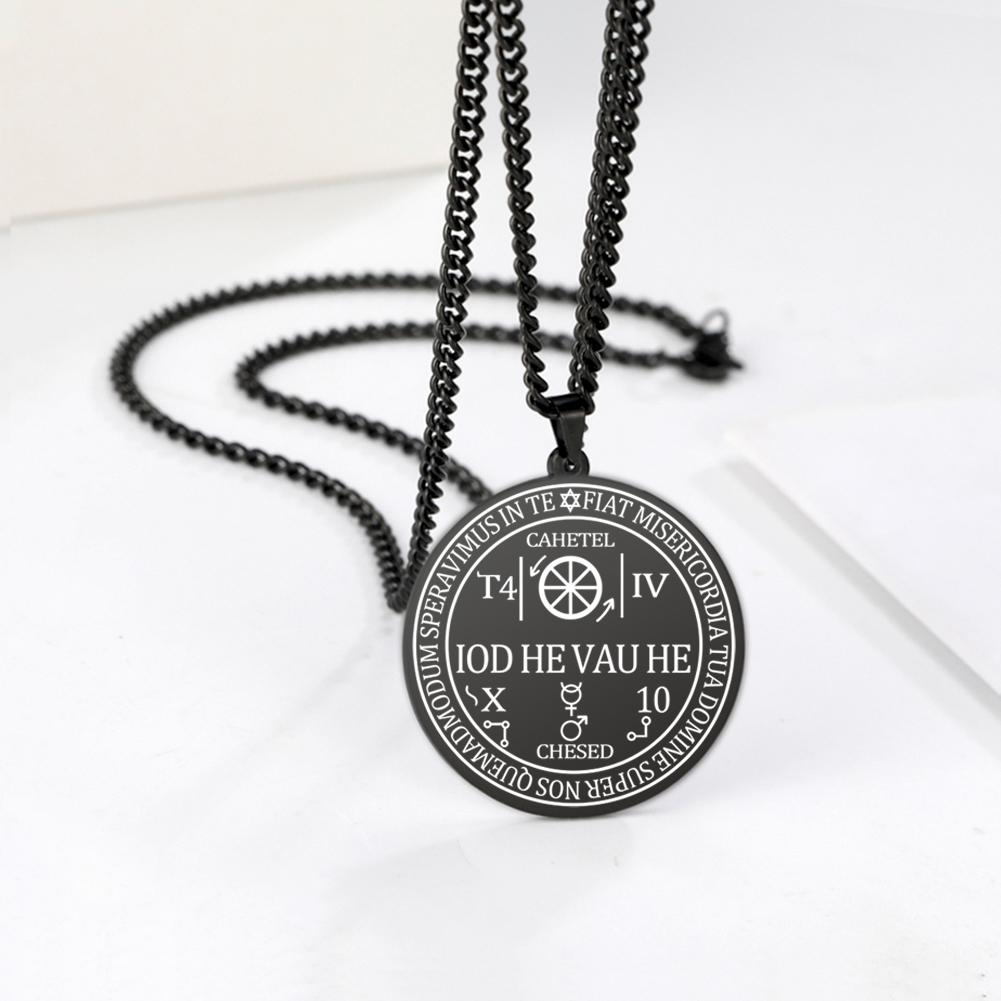 Archangel Cahetel Fortune Seal Iod He Vau He Solomon Kabbalah Amulet Men Pendants Necklace Stainless Steel