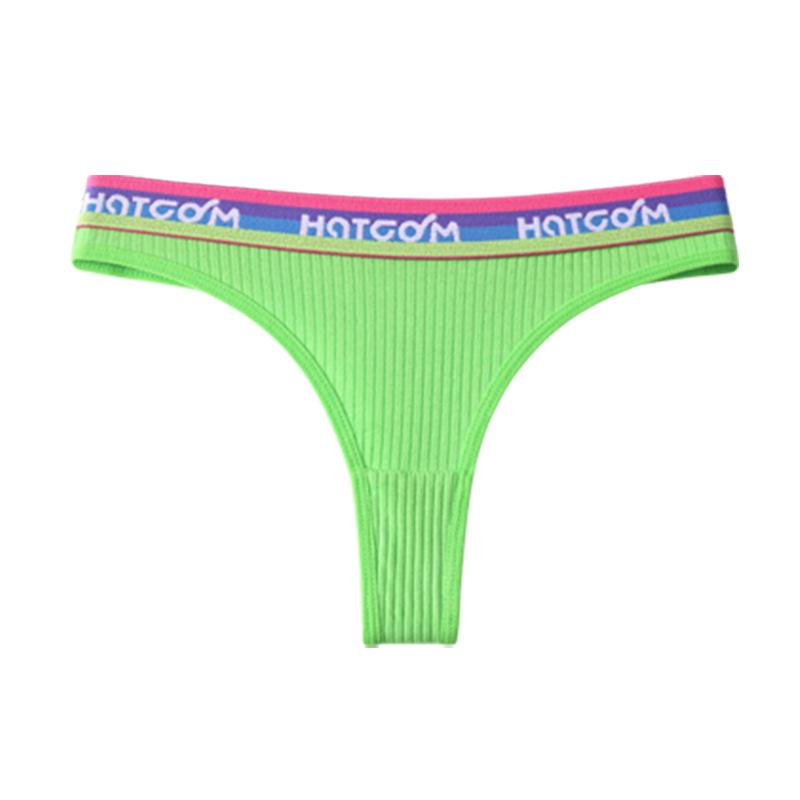 Европейский размер Сексуальные стринги с низкой посадкой Пояс с буквами Нить Женское нижнее белье Брифы Т-образные трусы Хлопок