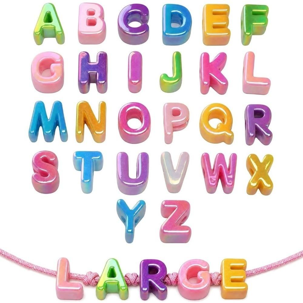 26PCS Colored DIY Craft Beads Transparent Name Bracelet Beads Friendship Jewelry Gift