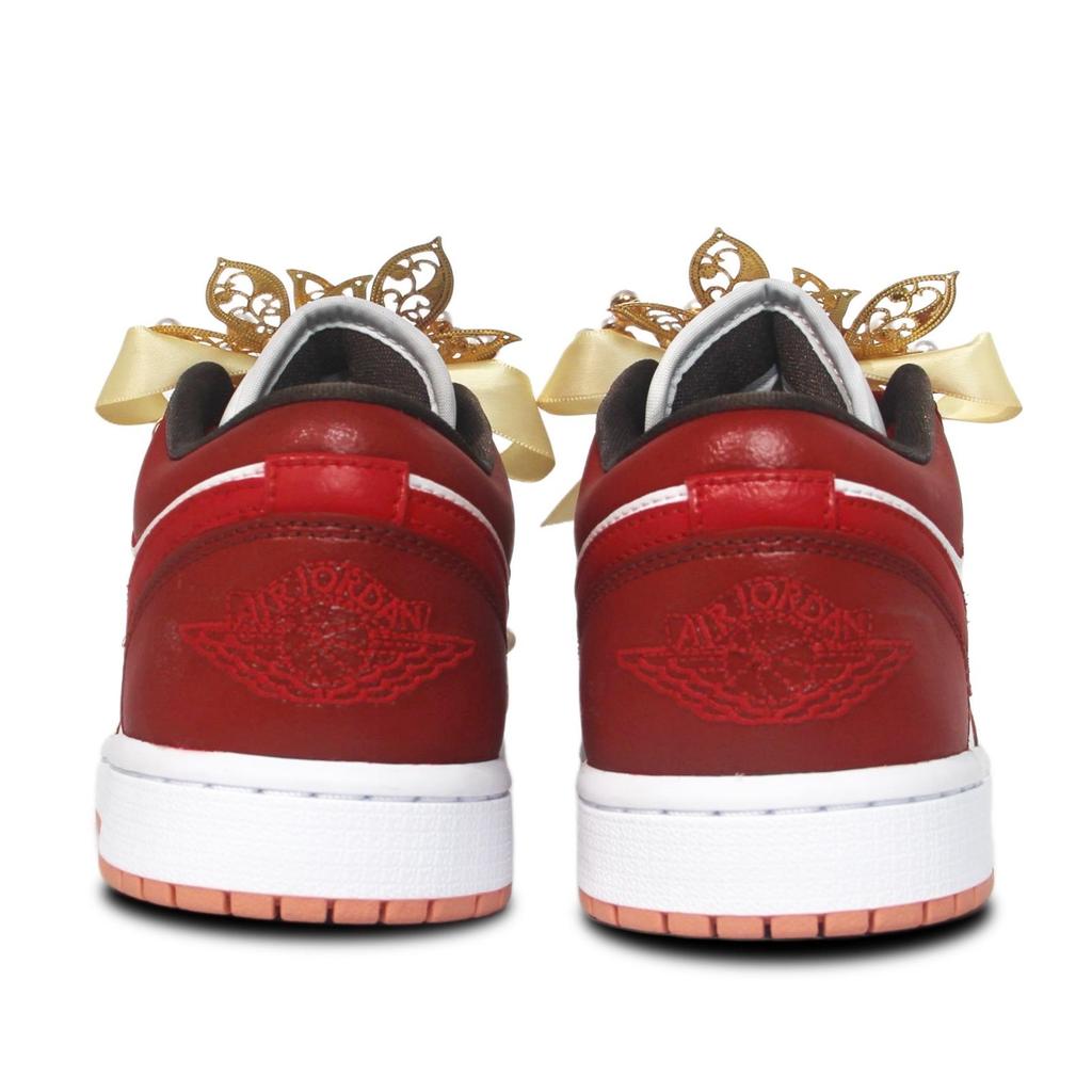 Jordan Air Jordan 1 Golden Jade Perfect Match Abrasion Resistant Low top Vintage Basketball Shoes Unisex Brick Red DC0774-182(Team1137-)