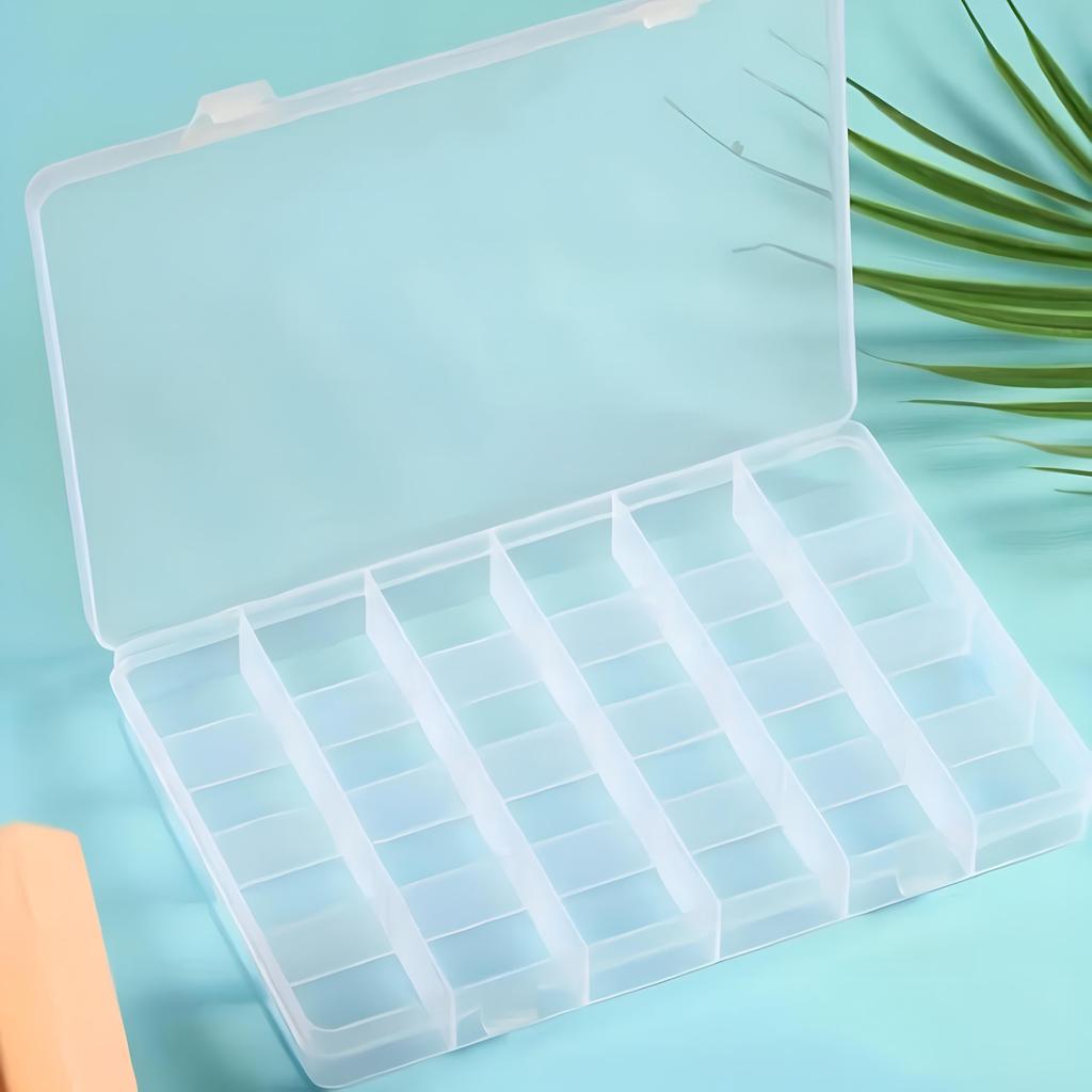 24 отделения, прозрачная шкатулка для драгоценностей, пластиковый контейнер для хранения органайзера с регулируемыми разделителями для ювелирных изделий, бусин