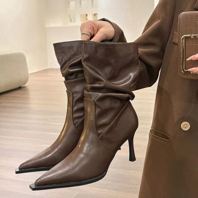 Модные женские ботильоны осень-зима с острым носком, элегантные туфли-лодочки «Челси» с тонким каблуком, короткие сапоги