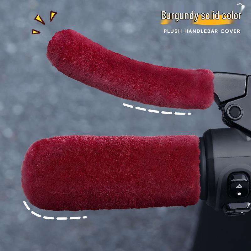 New Electric Vehicle & Motorcycle Handlebar Warmers - Winter Plush, Thick, Cold-Proof