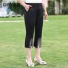 Женские летние повседневные модные брюки с высокой талией больших размеров с разрезом и бурением
