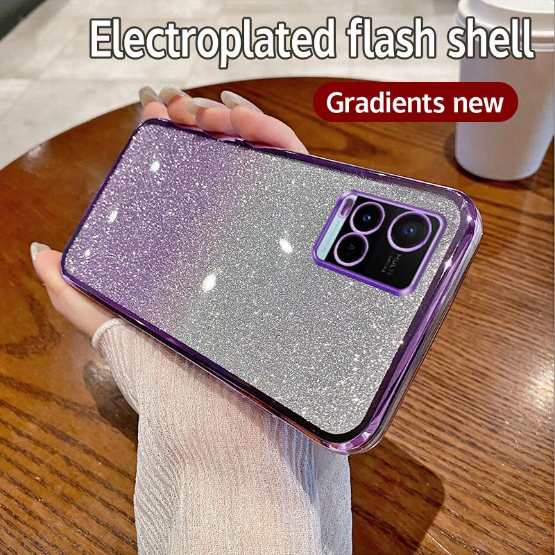 Для Vivo Y33S Чехол Vivo Y33t Y21 Y21S Y21A Y21T Y21E Чехол для телефона Блестящий блестящий силиконовый объектив камеры Мягкая задняя крышка