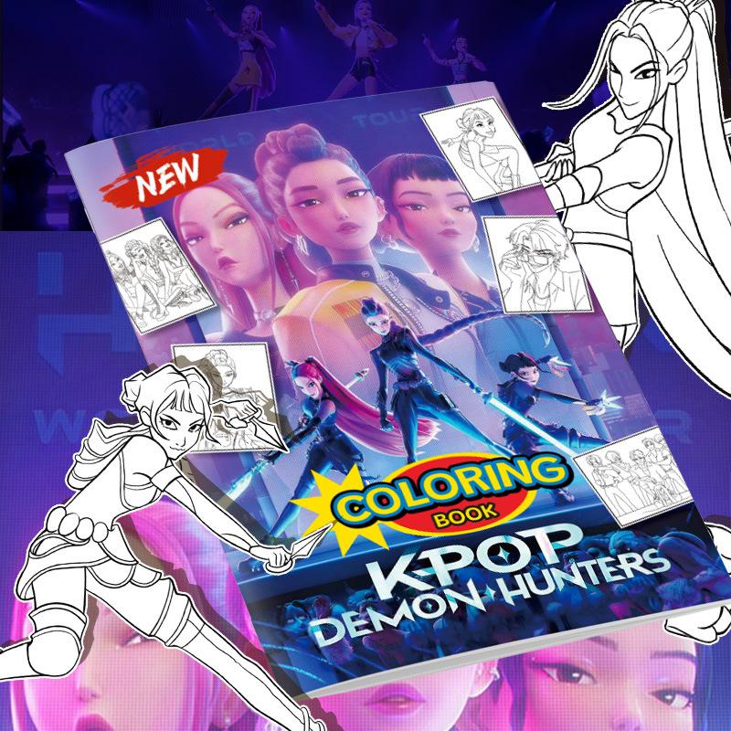 Страница 56 Kpop Охотники на демонов Аниме Раскраска Милый контурный рисунок Книжка-раскраска для детей Идеальный подарок для фанатов