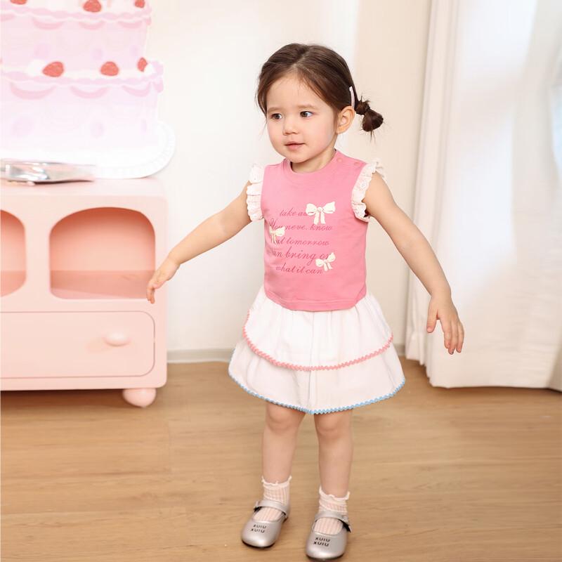 LUSON Baby Girl Summer Bow Lace Sleeveless Vest