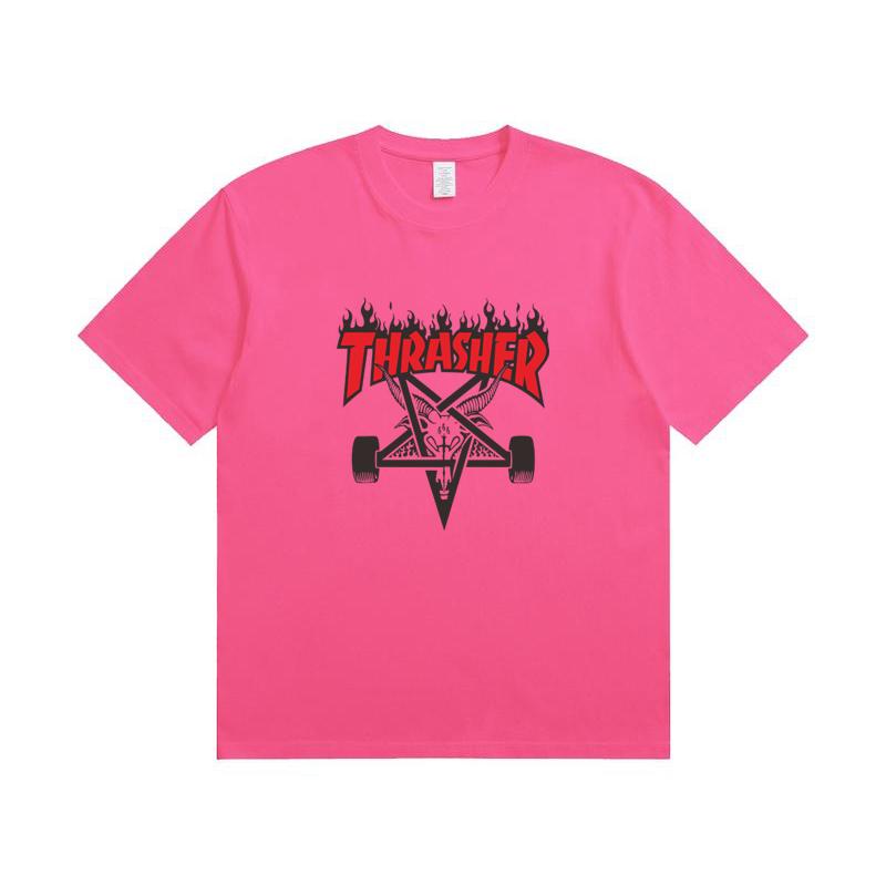 A1-07 Летняя футболка Thrasher с принтом букв для мужчин и женщин, оверсайз, хлопок, короткий рукав, повседневная уличная футболка