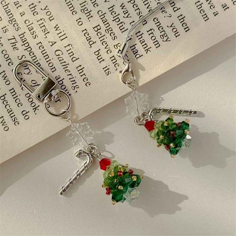Cute Christmas Tree Snowflake Mobile Phone Pendant Exquisite Bag Hanging Decoration Sweet Versatile Keychain Gifts