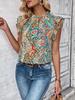 Женский летний топ в стиле ретро с этническим принтом и рукавами-бабочками