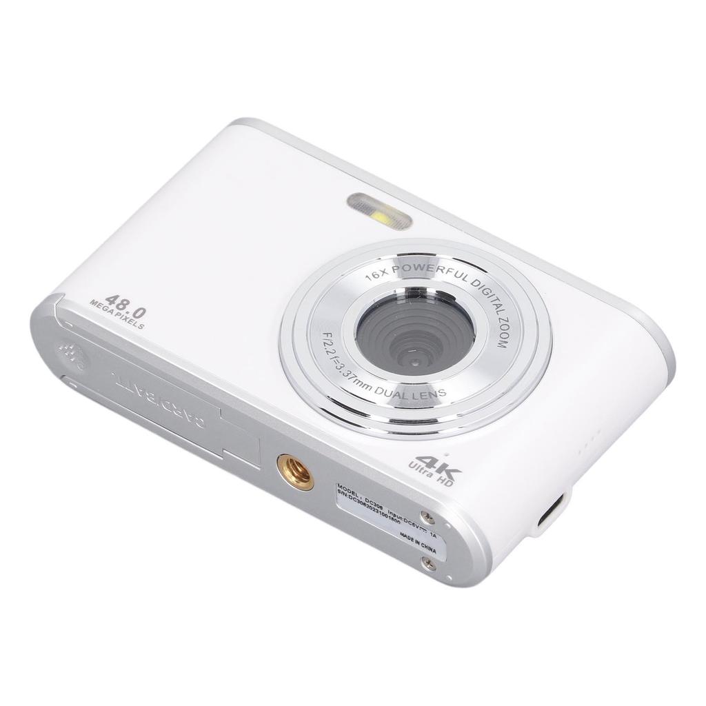 Карманная камера 48MP 4K Ultra HD Двойной объектив 16-кратный зум Автофокусировка Защита от сотрясений 2,4-дюймовый IPS-экран