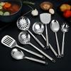 Прочная Шпатель-вок из нержавеющей стали с длинной ручкой Кухонные гаджеты Шумовка Ложка-сито Инструменты для приготовления пищи