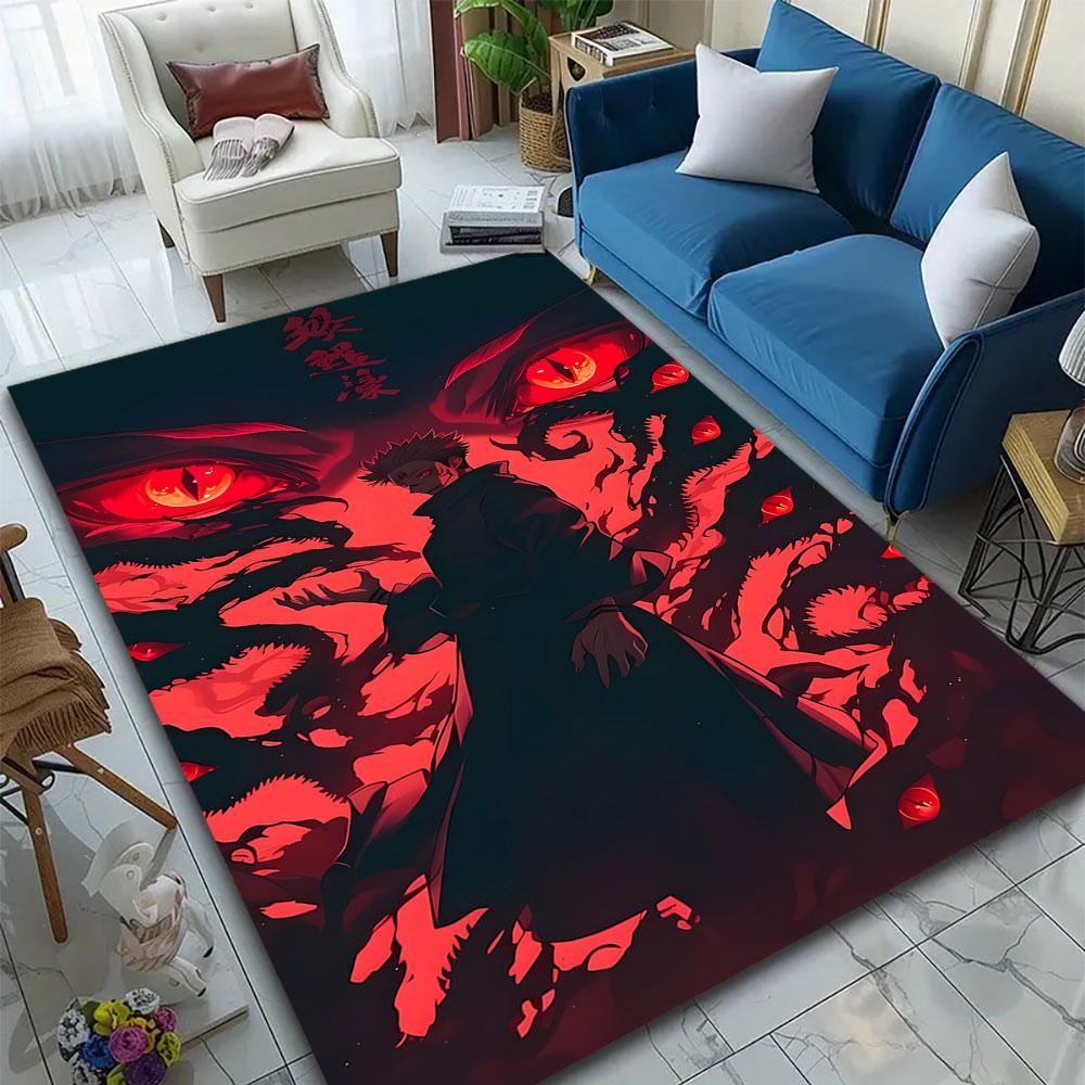 Dark Warrior Amid Red-Eyed Chaos Patterned carpet, suitable as a non slip play mat for the living room and bedroom sofa