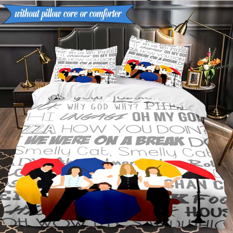 Friends Show Quotes 3pcs K-pop music group Bedding set,Ideal for Bedroom, Dormitory,Including Duvet Cover And 2pcs Pillowcases,Fan gifts