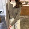 Autumn and Winter Long Sleeve O-neck Sweater Coat Korean Solid Button Short Knitted Cardigan Casual Loose Sweater Jacket 29384