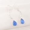 Dark Blue Cat's Eye Gemstone Jewelry, 925 Sterling Silver Earrings, Designer Handmade Silver Earrings For Wedding Gift